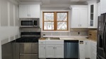 life art cabinetry white shaker door lg quartz grey subway wood tile