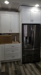 life art cabinetry white shaker door lg quartz grey subway wood tile