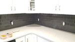 life art cabinetry white shaker door lg quartz grey subway wood tile