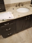 cuisistock grey stained single vanity with round undermount sink
