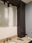 counter wall cabinets with 1 drawer on a single vanity